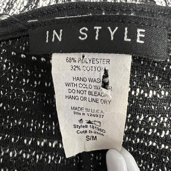 In Style Womens Open Front Black/Ivory Marled Kimono Cardigan Crochet Trim S/M - Picture 8 of 8